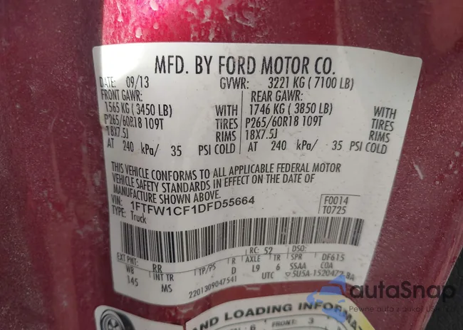 1FTFW1CF1DFD55664: 44435660