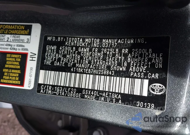 4T1BK1EB7HU258843: 44435680