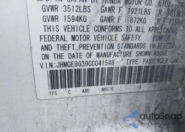 JHMGE8G39CC041548: 44435748