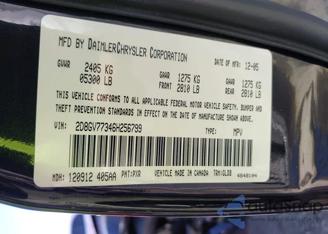 2D8GV77346H256799: 44437007