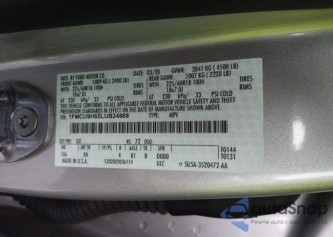 1FMCU9H65LUB24868: 44437041