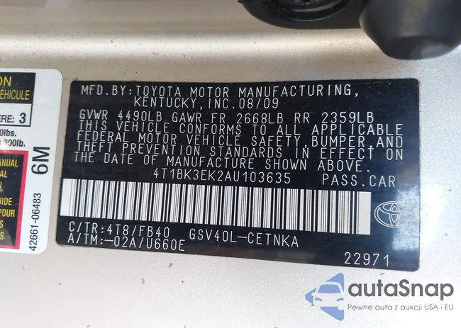 4T1BK3EK2AU103635: 44437044