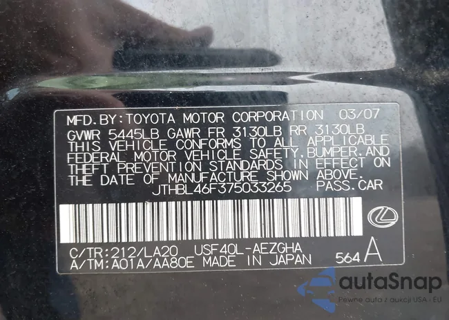 JTHBL46F375033265: 44437053