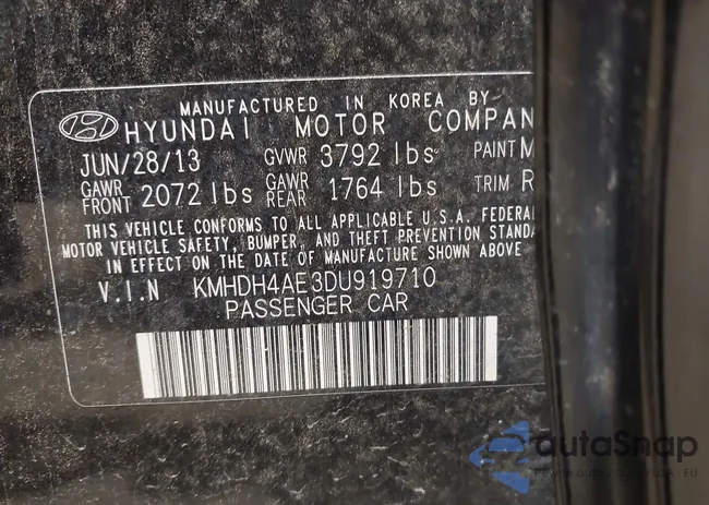 KMHDH4AE3DU919710: 44436457