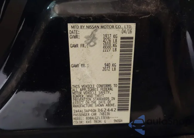 1N4AL3AP4GN362442: 44436474