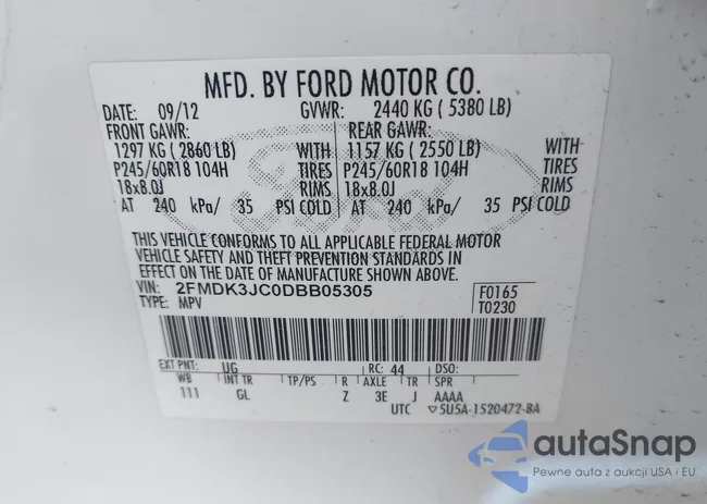 2FMDK3JC0DBB05305: 44436670