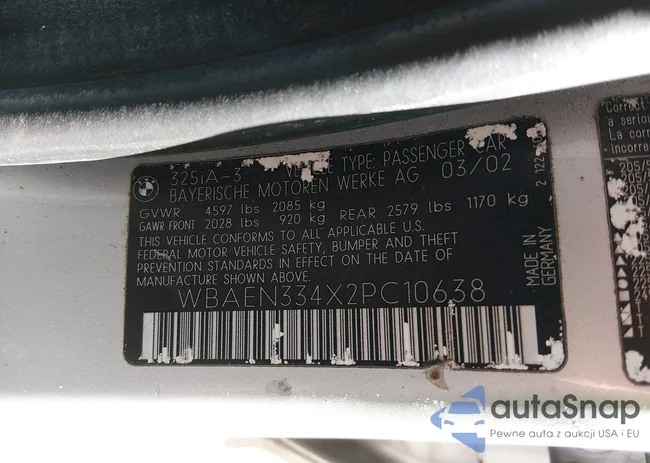 WBAEN334X2PC10638: 44437763