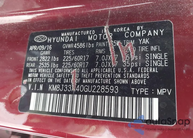 KM8J33A40GU228593: 44437777