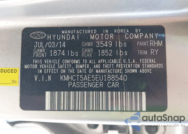 KMHCT5AE5EU188540: 44437816