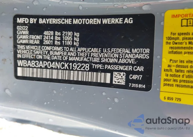 WBA83AP04NCK19228: 44437860