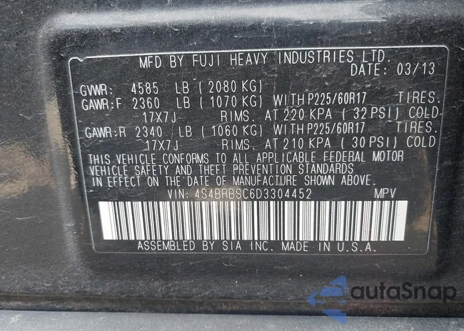 4S4BRBSC6D3304452: 44438207