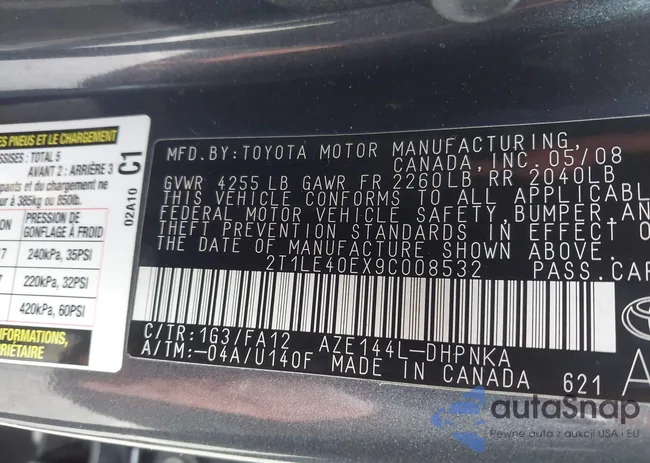 2T1LE40EX9C008532: 44438287