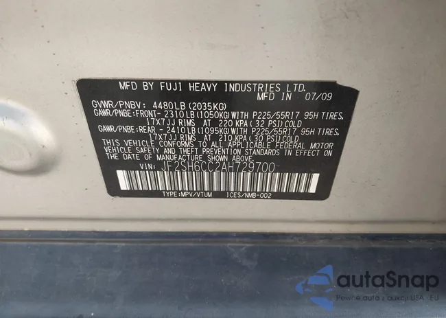 JF2SH6CC2AH729700: 44438353