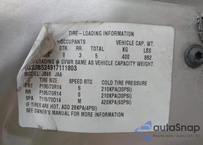 1G2JB524917111803: 44437601