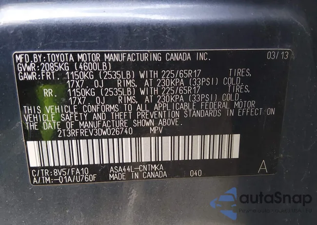 2T3RFREV3DW026740: 44439093