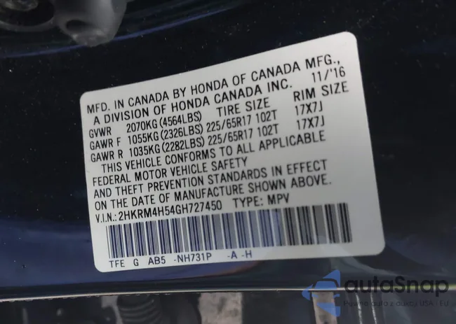 2HKRM4H54GH727450: 44439175