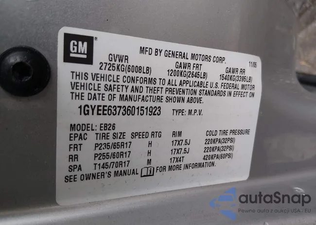 1GYEE637360151923: 44439321