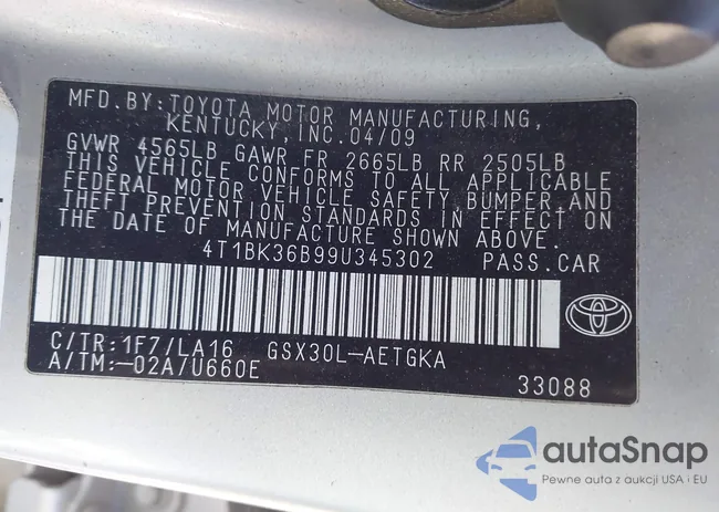 4T1BK36B99U345302: 44439934