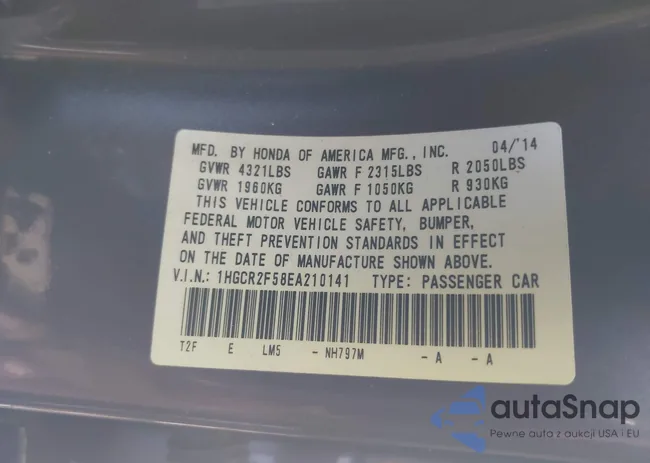 1HGCR2F58EA210141: 44439957