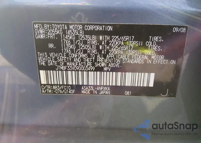 JTMBF33V09D003499: 44440067