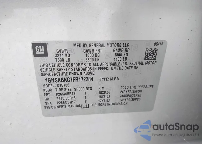 1GNSKBKC7FR172284: 44440166