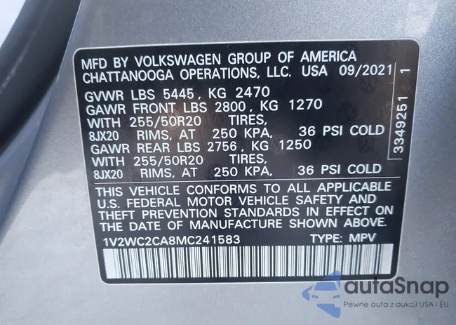1V2WC2CA8MC241583: 44440181