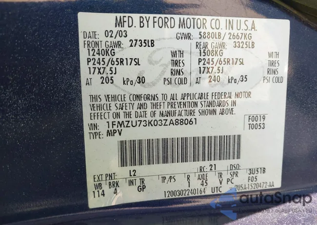 1FMZU73K03ZA88061: 44440233