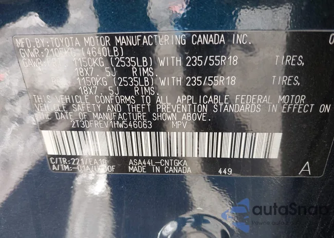 2T3DFREV1HW546063: 44439564