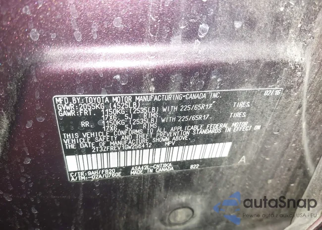 2T3ZFREV1GW256412: 44440805