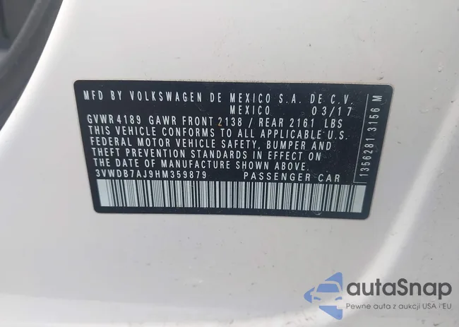 3VWDB7AJ9HM359879: 44441000