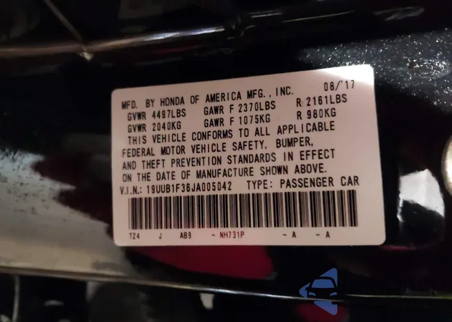 19UUB1F36JA005042: 44441169