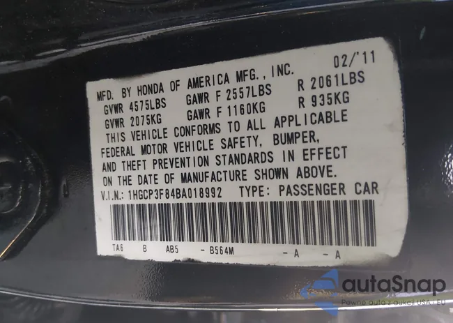 1HGCP3F84BA018992: 44441256