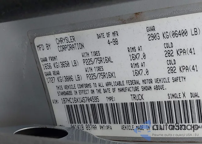 1B7HC16X1WS704595: 44440635