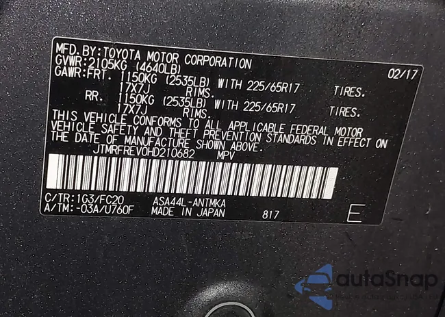 JTMRFREV0HD210682: 44441829