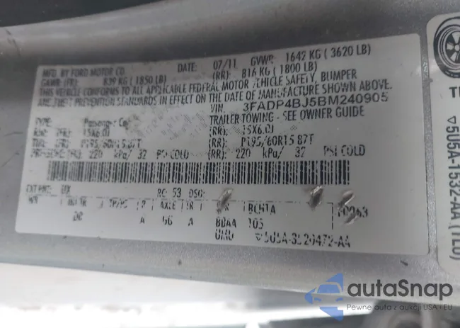 3FADP4BJ5BM240905: 44441900