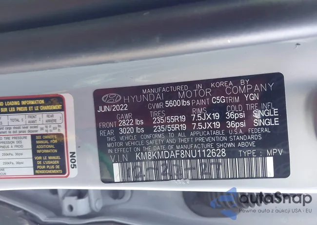 KM8KMDAF8NU112628: 44442003