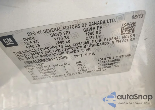 2GNALBEK5E1113009: 44441436