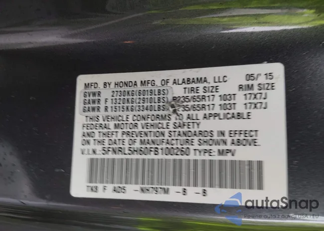 5FNRL5H60FB100260: 44441466