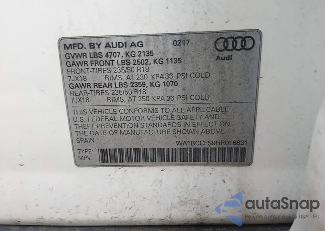 WA1BCCFS9HR016631: 44441647