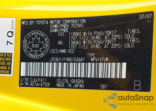 JTEBU11F980103687: 44442951