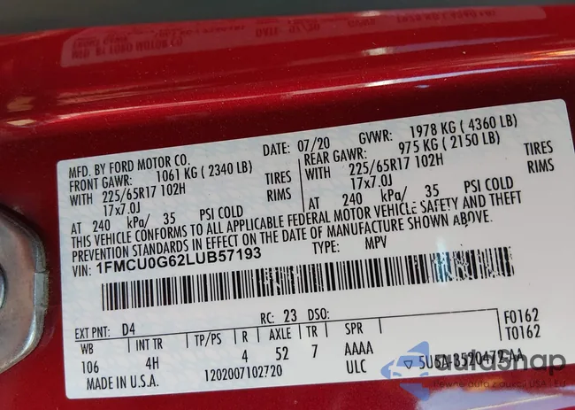 1FMCU0G62LUB57193: 44442966