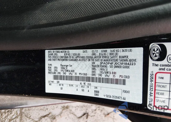 3FADP4FJ0CM184223: 44443025