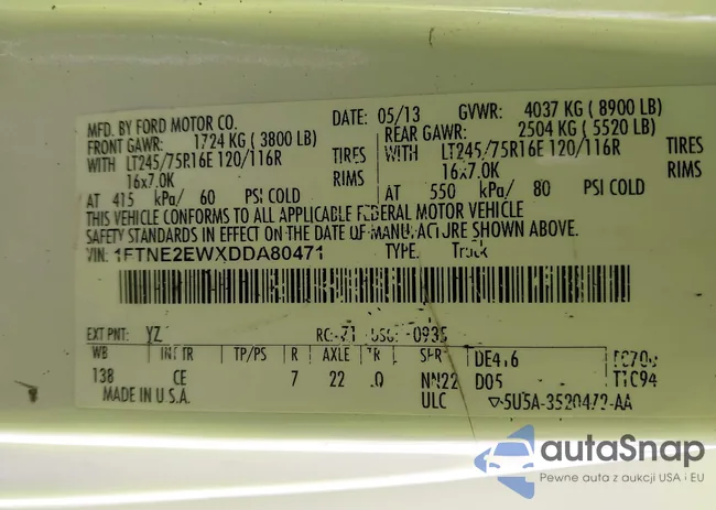 1FTNE2EWXDDA80471: 44443173