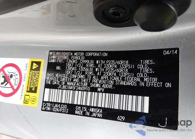 JTJBC1BA5F2460910: 44443338