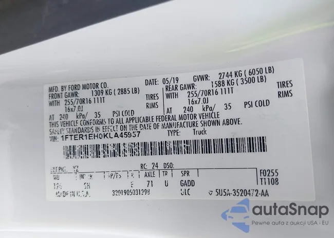 1FTER1EH0KLA45957: 44443765