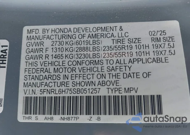 5FNRL6H75SB051257: 44443902