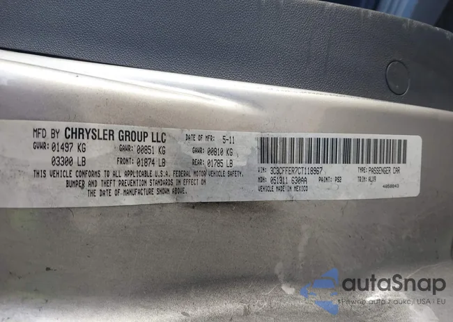 3C3CFFER7CT118967: 44444005