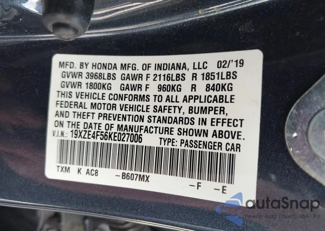 19XZE4F56KE027006: 44444078