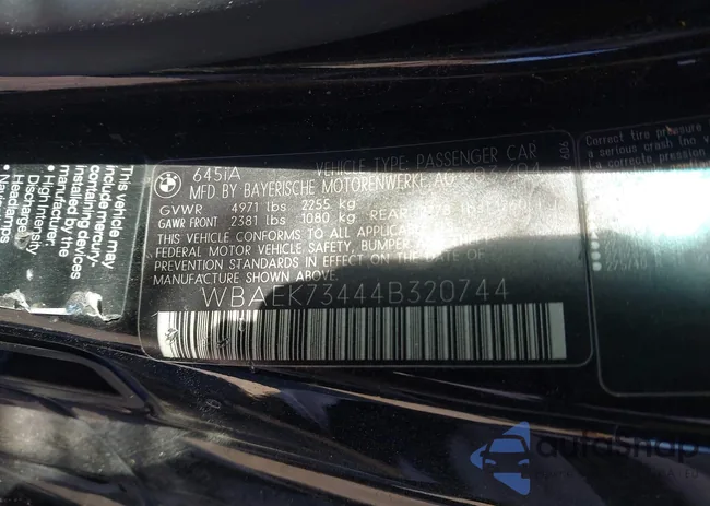 WBAEK73444B320744: 44444170