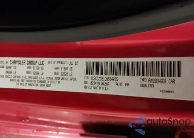 1C3CDZCB1DN504055: 44444201